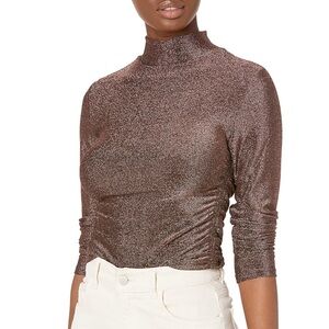 BB Dakota Metallic Brown Long Sleeve Top